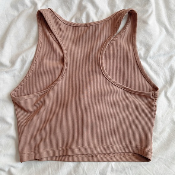 Tan Ribbed Raceback Halter Top - Picture 2 of 2